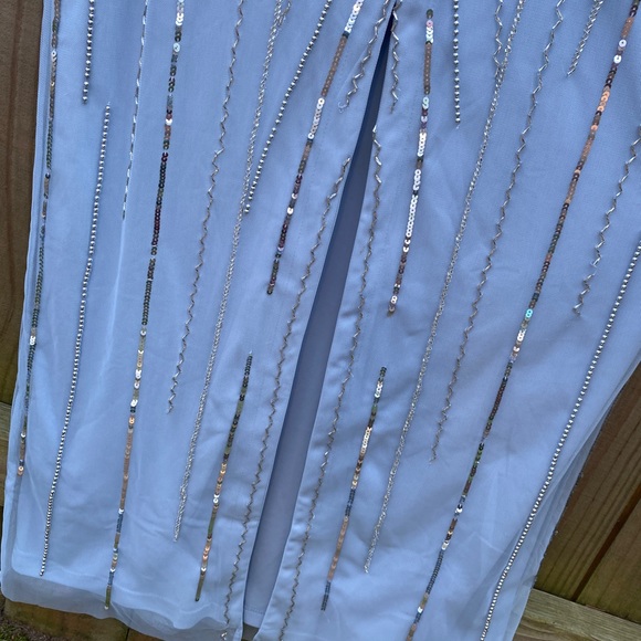 Lt blue sequin design Adrianna Papell formal dress size 10 petite - Picture 3 of 5